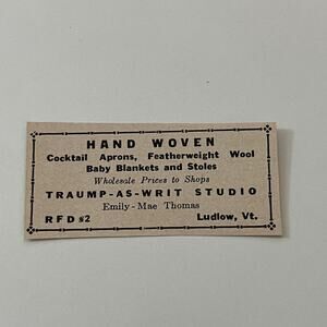 Traump-As-Writ Studio Emily Thomas Ludlow VT 1952 Yankee Magazine Ad SAG5-S3